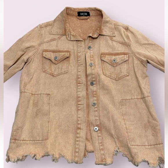 Fab’rik Faded Orange Denim Jacket Size Medium - Picture 2 of 5